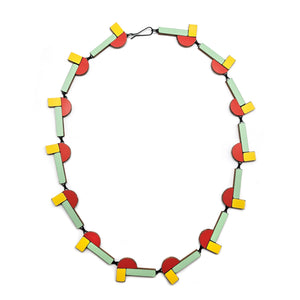 Yellow, Orange and Green Geometric Necklace-Necklaces-Karen Vanmol-Pistachios