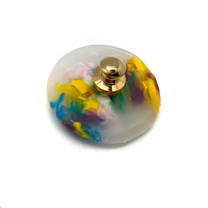 Yellow and Blue Small Circle Brooch-Pins-Asami Watanabe-Pistachios