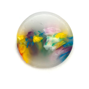 Yellow and Blue Small Circle Brooch-Pins-Asami Watanabe-Pistachios