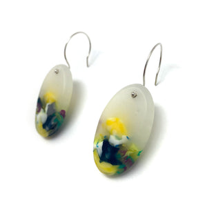 Yellow and Purple Oval Drop Earrings-Earrings-Asami Watanabe-Pistachios
