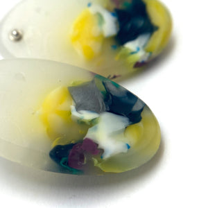 Yellow and Purple Oval Drop Earrings-Earrings-Asami Watanabe-Pistachios