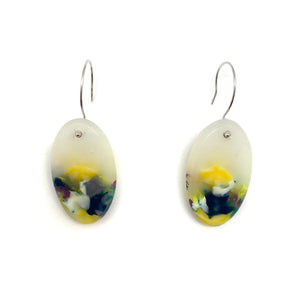 Yellow and Purple Oval Drop Earrings-Earrings-Asami Watanabe-Pistachios