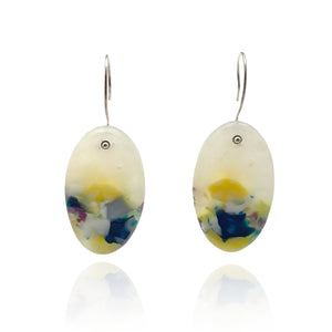 Yellow and Purple Oval Drop Earrings-Earrings-Asami Watanabe-Pistachios
