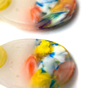 Yellow and White Layered Oval Earrings-Earrings-Asami Watanabe-Pistachios