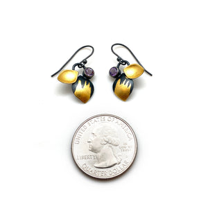 2-Petal Amethyst Earrings-Earrings-Judith Neugebauer-Pistachios