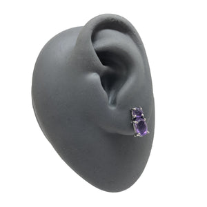 2 Stone Amethyst Studs-Earrings-Joanna Gollberg-Pistachios