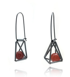 3-D Cage Earrings - Carnelian-Earrings-Emilie Pritchard-Pistachios