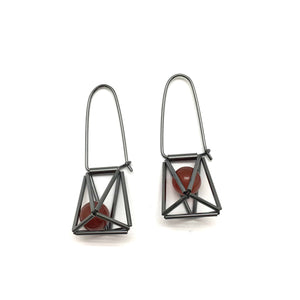 3-D Cage Earrings - Carnelian-Earrings-Emilie Pritchard-Pistachios