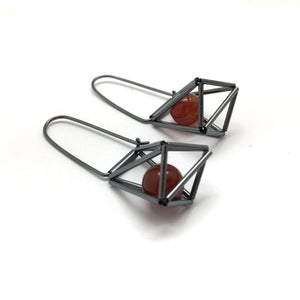 3-D Cage Earrings - Carnelian-Earrings-Emilie Pritchard-Pistachios