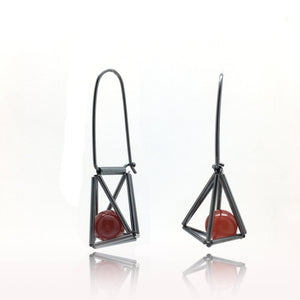 3-D Cage Earrings - Carnelian-Earrings-Emilie Pritchard-Pistachios