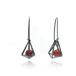 3-D Cage Earrings - Carnelian-Earrings-Emilie Pritchard-Pistachios