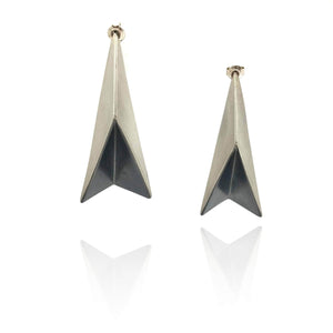 3D Silver Folded Plane Earrings-Earrings-Aleksandra Przybysz-Pistachios