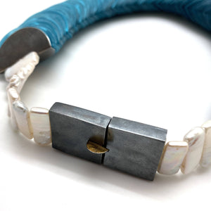 Aqua Pearl Vinyl Necklace-Necklaces-Brooke Marks-Swanson-Pistachios