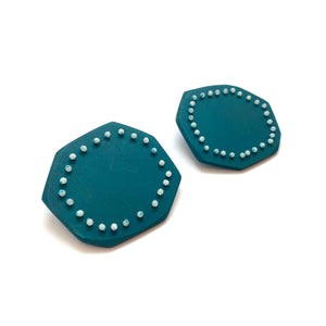 Beaded Paddle Studs - Teal-Earrings-Gabrielle Desmarais-Pistachios