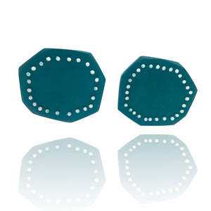Beaded Paddle Studs - Teal-Earrings-Gabrielle Desmarais-Pistachios