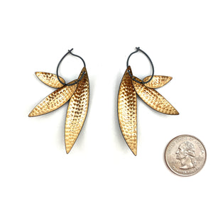 Bimetal Leaf Cluster Earrings-Hilary Finck-Pistachios