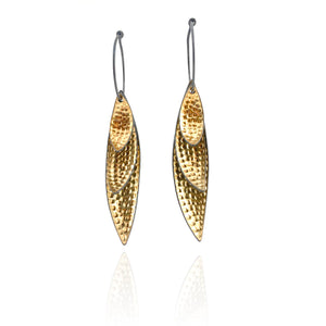 Bimetal Leaf Cluster Earrings-Hilary Finck-Pistachios