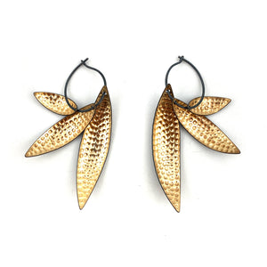 Bimetal Leaf Cluster Earrings-Hilary Finck-Pistachios