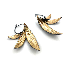 Bimetal Leaf Cluster Earrings-Hilary Finck-Pistachios