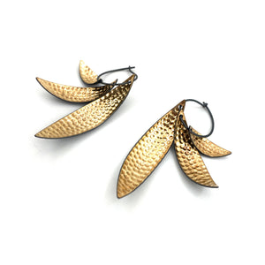 Bimetal Leaf Cluster Earrings-Hilary Finck-Pistachios