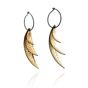 Bimetal Leaf Cluster Earrings-Hilary Finck-Pistachios