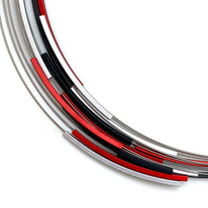 Black, Red, & Silver Anodized Aluminum Multi-Strand Necklace-Necklaces-Ursula Muller-Pistachios