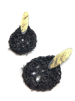 Black and Gold Knit Drops-Earrings-Brooke Marks-Swanson-Pistachios