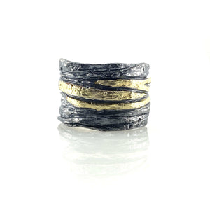 Black and Gold Slice Ring-Rings-Apostolos-Pistachios