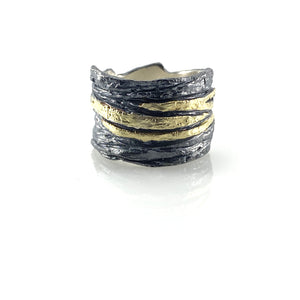Black and Gold Slice Ring-Rings-Apostolos-Pistachios