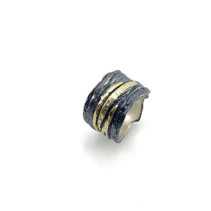 Black and Gold Slice Ring-Rings-Apostolos-Pistachios