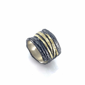 Black and Gold Slice Ring-Rings-Apostolos-Pistachios
