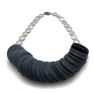 Black and Grey Pearl Vinyl Necklace-Necklaces-Brooke Marks-Swanson-Pistachios