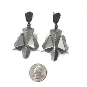 Black and Steel Origami Earrings-Earrings-Aleksandra Przybysz-Pistachios