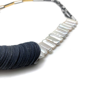 Black and White Pearl Vinyl Necklace-Necklaces-Brooke Marks-Swanson-Pistachios