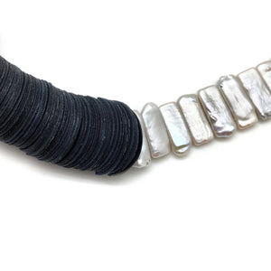 Black and White Pearl Vinyl Necklace-Necklaces-Brooke Marks-Swanson-Pistachios