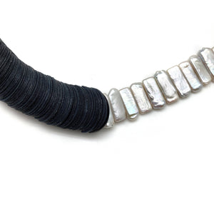 Black and White Pearl Vinyl Necklace-Necklaces-Brooke Marks-Swanson-Pistachios