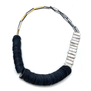 Black and White Pearl Vinyl Necklace-Necklaces-Brooke Marks-Swanson-Pistachios