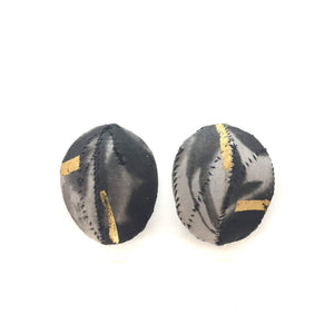 Black and White with Gold Dome Posts-Earrings-Myung Urso-Pistachios