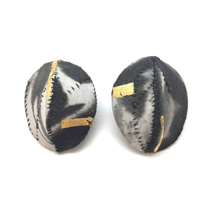 Black and White with Gold Dome Posts-Earrings-Myung Urso-Pistachios