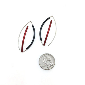 Black/Red 3D Bow Earrings- Round Tubing-Earrings-Ursula Muller-Pistachios