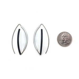 Black/Silver 3D Bow Earring - Round Tubing-Earrings-Ursula Muller-Pistachios