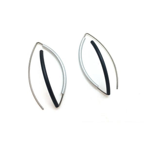 Black/Silver 3D Bow Earring - Round Tubing-Earrings-Ursula Muller-Pistachios