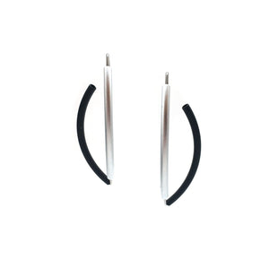 Black/Silver 3D Bow Earring - Round Tubing-Earrings-Ursula Muller-Pistachios