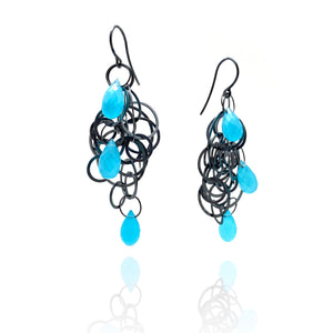 Blue Chalcedony Tangle Earrings-Earrings-Heather Guidero-Pistachios