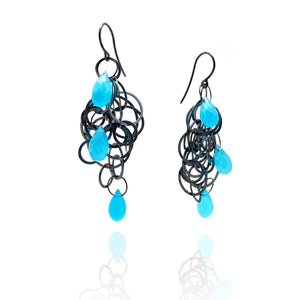 Blue Chalcedony Tangle Earrings-Heather Guidero-Pistachios