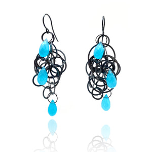 Blue Chalcedony Tangle Earrings-Heather Guidero-Pistachios