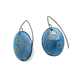 Blue Oval Gold Dot Earrings-Earrings-Jenne Rayburn-Pistachios