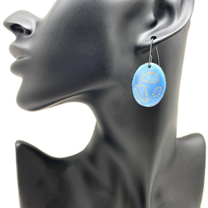 Blue Oval Gold Dot Earrings-Earrings-Jenne Rayburn-Pistachios