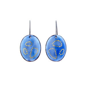 Blue Oval Gold Dot Earrings-Earrings-Jenne Rayburn-Pistachios