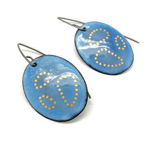 Blue Oval Gold Dot Earrings-Earrings-Jenne Rayburn-Pistachios